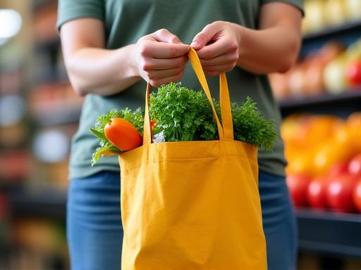 Человек с продуктовой корзиной в магазине